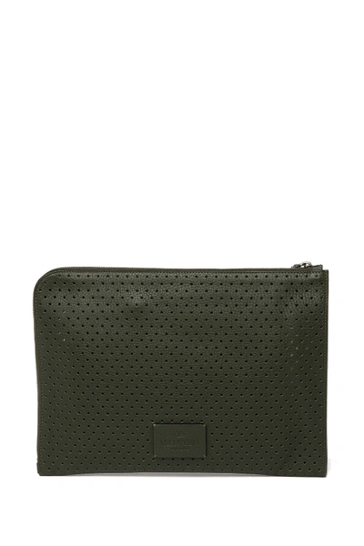 Valentino Garavani Perforated Leather Document Case In Deep Army