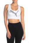 Puma Seamless Graphic Logo Crossback Sports Bra In White Traditional