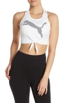 Puma Seamless Knot Front Sports Bra In White Traditional
