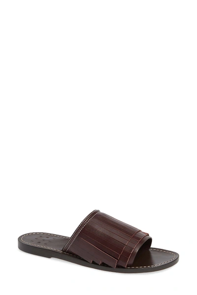 Trademark Taos Kiltie Slide Sandal In Bordeaux
