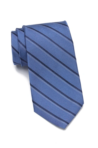 Calvin Klein Hi-rise Stripe Silk Tie In Blue