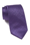 Calvin Klein Digital Grid Silk Tie In Purple