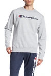 Champion Graphic Powerblend Crew Neck Pullover In Oxford Grey