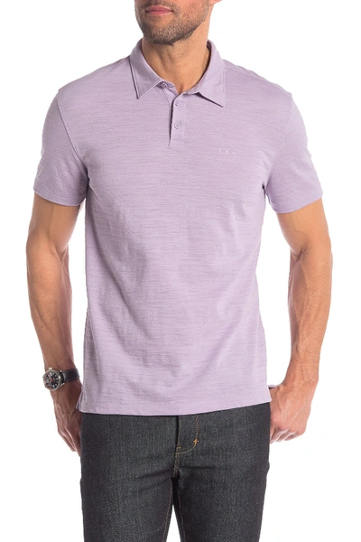 John Varvatos Short Sleeve Textured Polo Shirt In Pale Amthyst