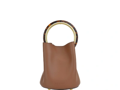 Marni Pannier Leather Bucket Bag In Brown