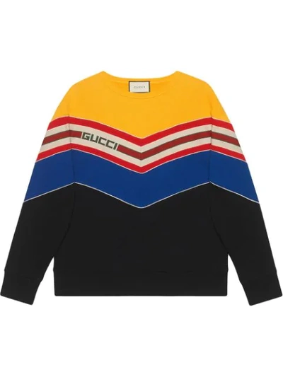 Gucci Sweatshirt With Chevron  Stripe In 1074 Black