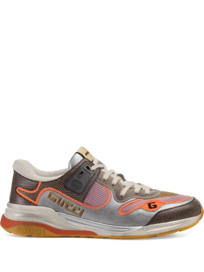 Gucci Men's Ultrapace Mixed-media Trainers With Embroidered Logo In Multi