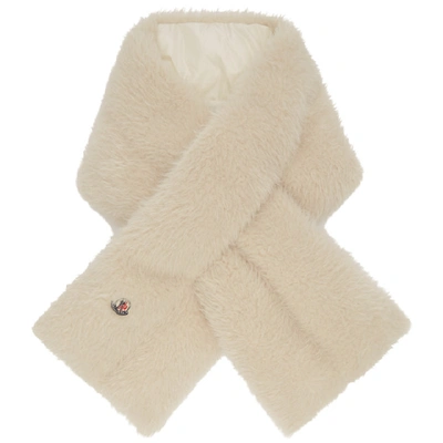 Moncler White Down Sherpa Scarf In 034 White