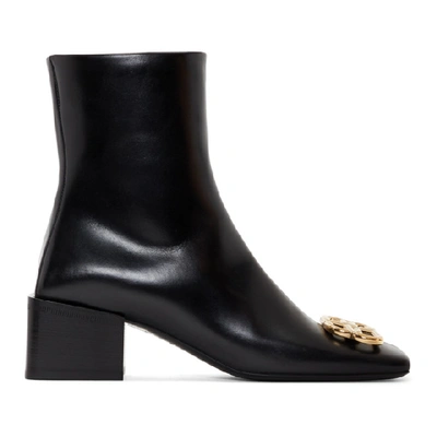 Balenciaga Embellished Leather Ankle Boots In Black
