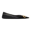 Balenciaga Square Knife Logo-embellished Leather Point-toe Flats In Black