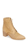Freda Salvador Ace Bootie In Nude Woven Leather