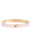 Tory Burch Kira Logo Enamel Hinge Bracelet In Tory Gold / Mineral Pink