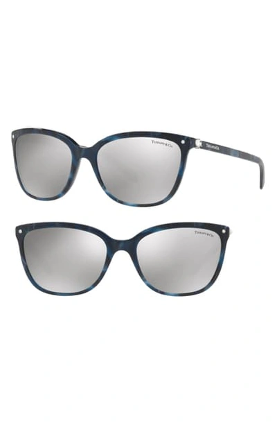 Tiffany & Co 55mm Mirrored Square Sunglasses - Blue/ Grey In Blue/ Grey