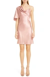 Cushnie Asymmetric Draped Silk-satin Mini Dress In Woodrose