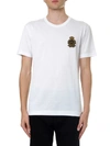 DOLCE & GABBANA WHITE COTTON T SHIRT WITH LOGO PATCH,11021487