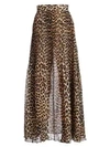 GANNI Leopard Print Pleated Maxi Skirt