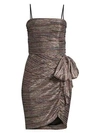 REBECCA VALLANCE Bellagio Metallic Draped Mini Dress