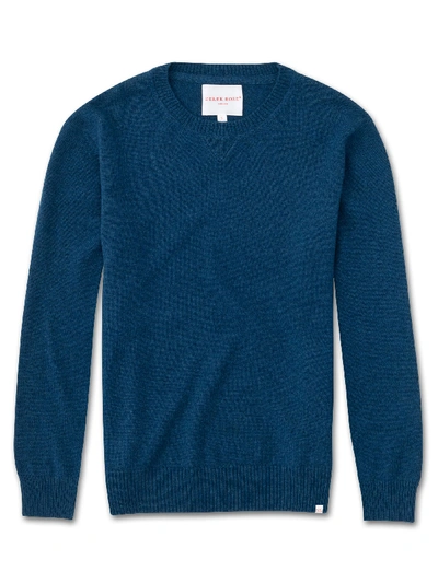 Derek Rose Women's Cashmere Sweater Finley Pure Cashmere Ocean