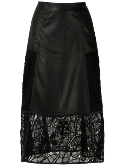 Martha Medeiros Renascença Midi Leather Skirt In Black