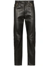 SAINT LAURENT SAINT LAURENT SLIM LEG LEATHER TROUSERS - 黑色