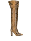 Paris Texas Snake Print Over The Knee Boot In Caramel In Brown
