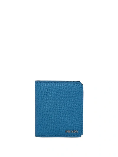 Prada Saffiano Bi-fold Wallet In Blau