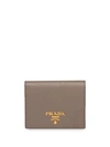 Prada Small Saffiano Leather Wallet In Grey