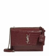 SAINT LAURENT MEDIUM SUNSET CROC-EMBOSSED SHOULDER BAG,14854686