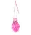 ATTICO FEATHER-TRIMMED EMBELLISHED POUCH,P00417438