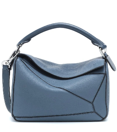 Loewe Puzzle Small Leather Shoulder Bag In Blue