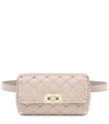 VALENTINO GARAVANI ROCKSTUD SPIKE LEATHER BELT BAG,P00398442