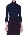 Akris Seamless Turtleneck Wool-silk Sweater In Navy