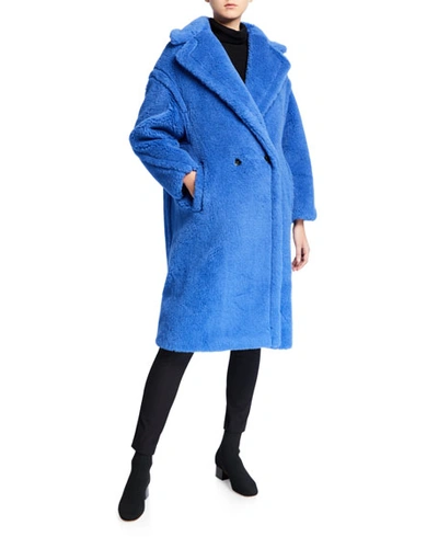 Max Mara Teddy Bear Icon Alpaca-blend Coat In Blue