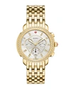 Michele Sidney Chronograph Diamond Watch Head & Bracelet, 38mm In Gold/ Mop