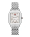 Michele Deco Mid Diamond Dial Watch In Silver