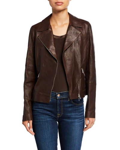 Lafayette 148 Luscious Lambskin Leather Moto Jacket In Espresso