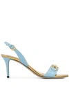 EMILIO PUCCI CHAIN EMBELLISHED PATENT LEATHER SLINGBACK SANDALS