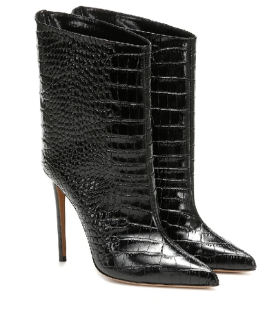 Alexandre Vauthier Crocodile Effect Leather Boots In Black
