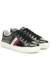 MONCLER ARIEL CRACKED LEATHER SNEAKERS,P00398547