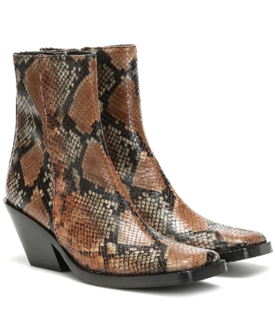 Acne Studios Braxton Snake-effect Leather Ankle Boots In Brown