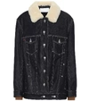 CHLOÉ SHEARLING-TRIMMED DENIM JACKET,P00396372