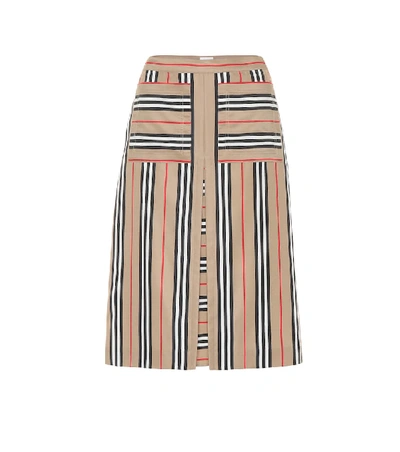 Burberry Arisa Box-pleated A-line Skirt In Beige,red,black