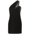 Saint Laurent Black One-shoulder Velvet Short Dress In Black