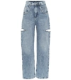 Maison Margiela Womens Blue Icons Cut-out Straight-leg High-rise Jeans In Denim