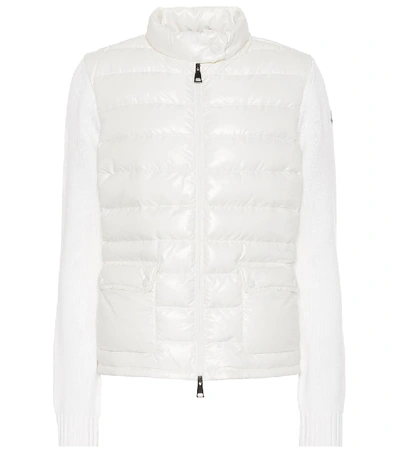 Moncler Tricot Padded Cardigan In Weiss