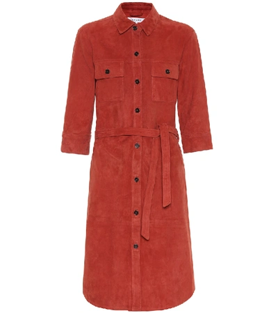 Frame Military Suede Shirt Dress In Red