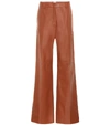 TOD'S HIGH-RISE WIDE-LEG LEATHER PANTS,P00410448