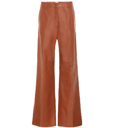 Tod's High-rise Wide-leg Leather Pants In Brown