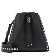 VALENTINO GARAVANI ROCKSTUD LEATHER BUCKET BAG,P00419469