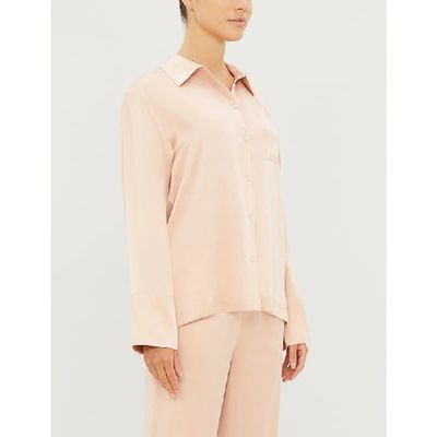 Asceno Long-sleeved Silk Pyjama Top In Blush
